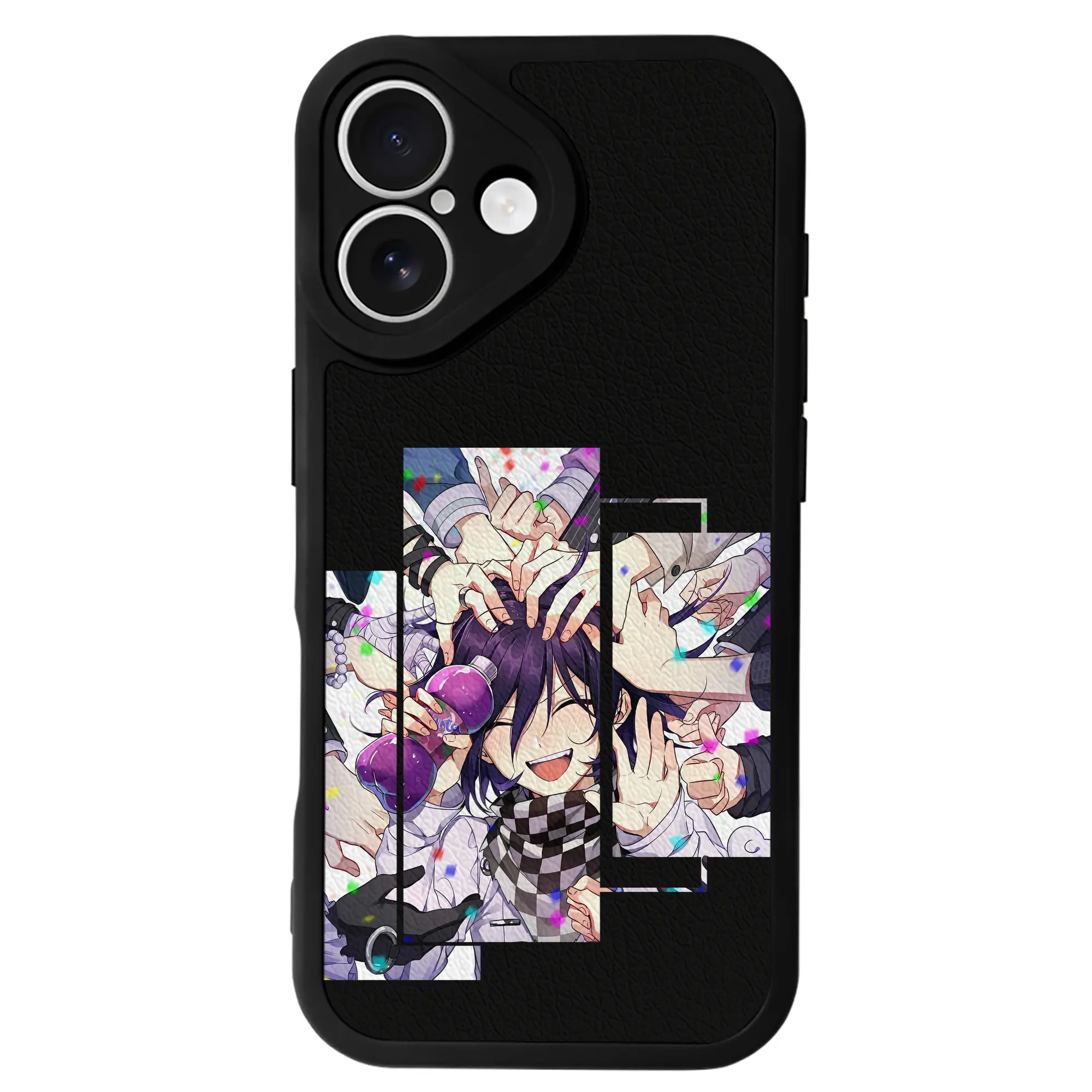 ダンガンロンパ グッズ,王馬小吉 - IPhone 16シリーズ対応 ・ シリコンスマホケース ・ レザー調 ・ 高精度フィット ・ 耐衝撃 ・ ワイヤレス充電対応 ・ 精密カット